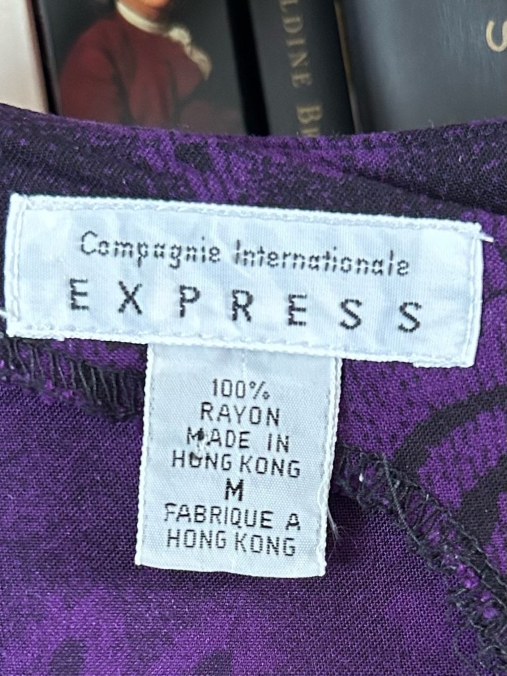 Vintage 80s Compagnie Internationale Express Purple Paisley Drop Waist Dress M - Picture 7 of 11